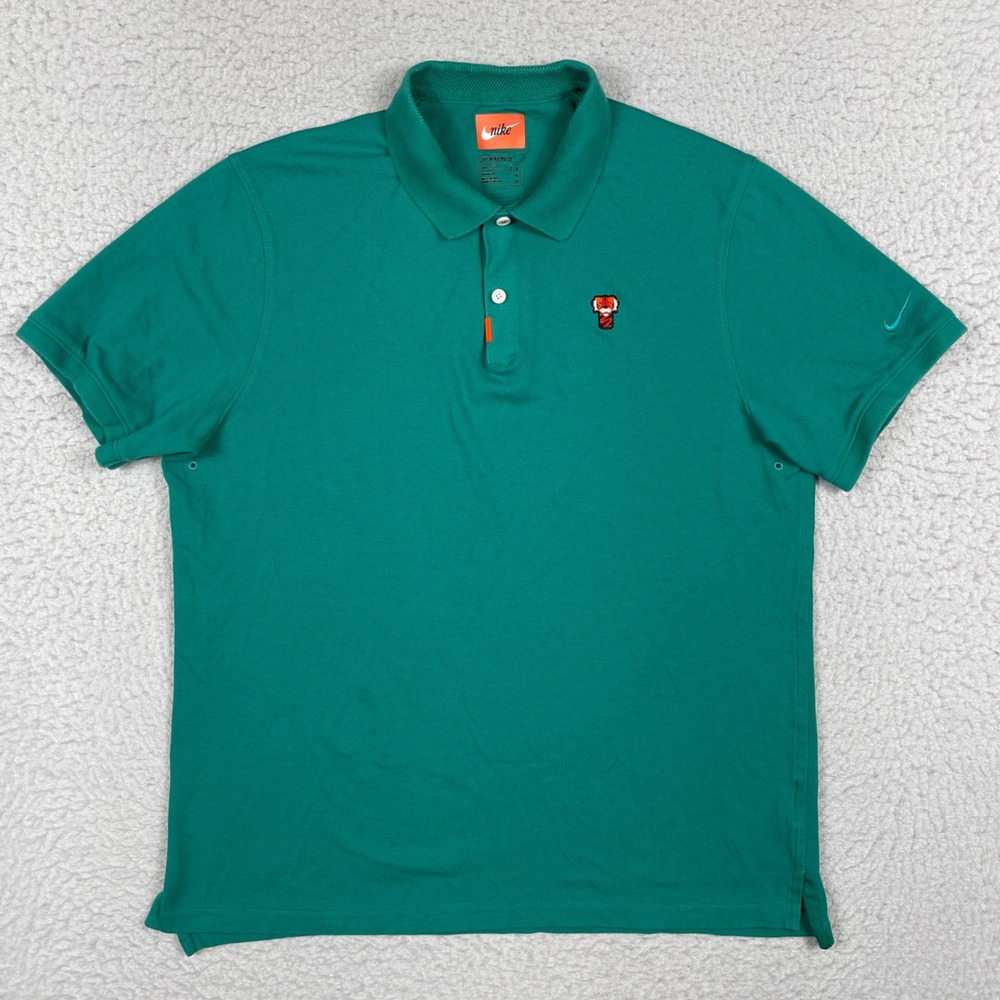 Nike Tiger Woods Polo Mens Medium Green Frank Logo Golf Shirt CJ0880-370